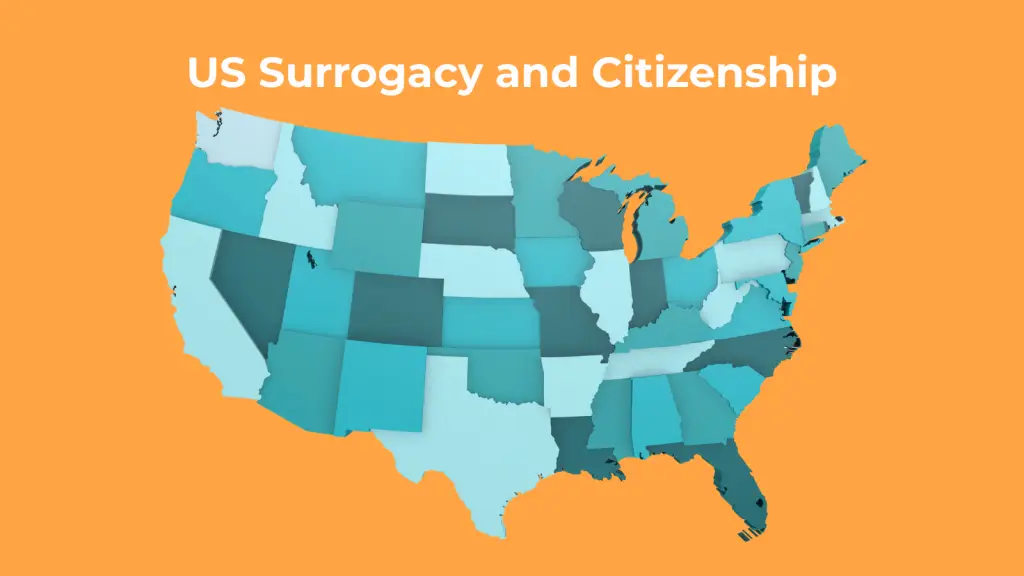 United States map illustrating surrogacy and citizenship laws