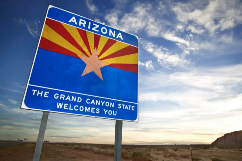 Arizona welcome sign symbolizing surrogacy journeys supported by California legal protections