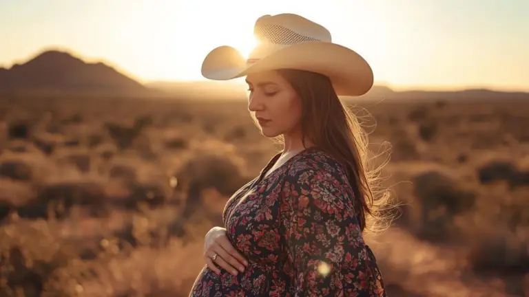Pregnant woman standing in a Texas desert at sunset, symbolizing Texas surrogacy in 2025 and the supportive care provided by the Egg Donor & Surrogacy Institute (EDSI).